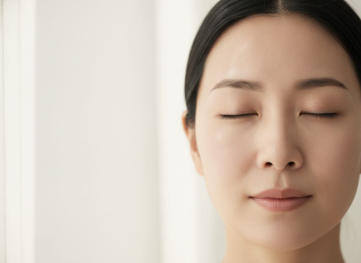자연광 아래에서 볼과 턱선의 피부결이 그대로 보이는 여성의 옆얼굴