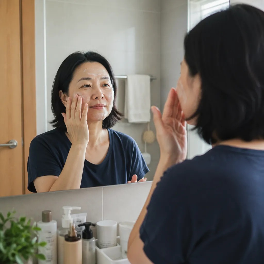 시술 후 자외선 차단제를 바르는 일상 관리 일러스트